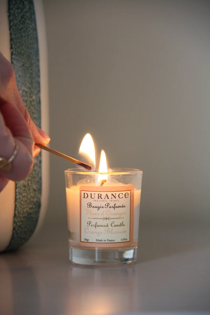 Bougie Durance — vue de dessus mèche