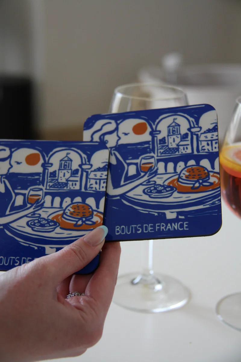 Dessous de verre carr&eacute; 9,3 &times; 9,3 cm - produit signature exclusif BOUTS DE FRANCE (Collection 01 Provence)